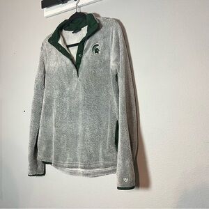 Michigan State University MSU Grey Gray Sherpa 1/4 Quarter Snap Size Small